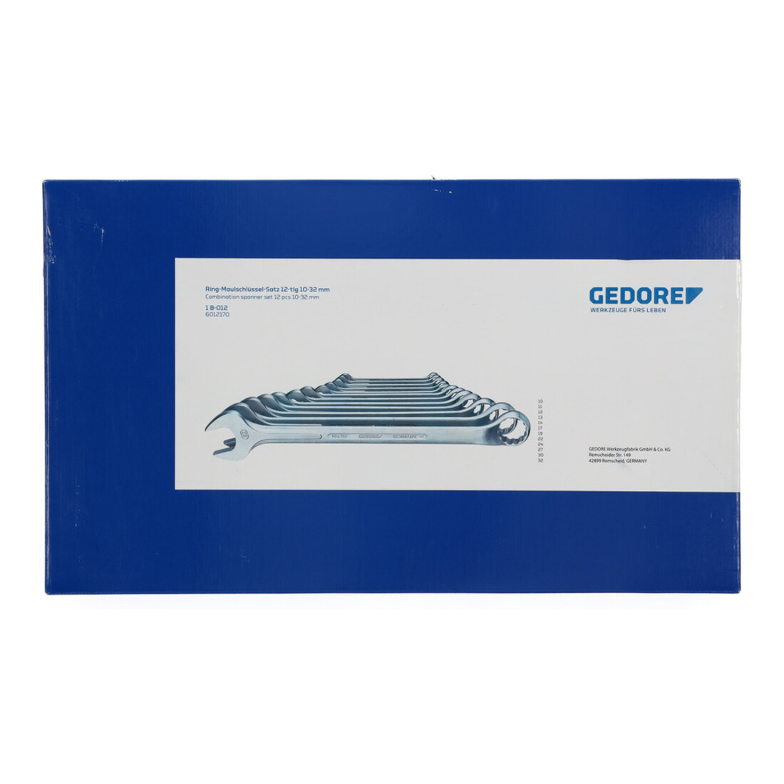 Gedore ringsteeksleutelset 12-delig, 10-32 mm, ringzijde 10° verzet