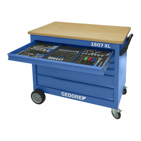 Gedore Rollwerkbank mit Werkzeug-Sortiment 308tlg