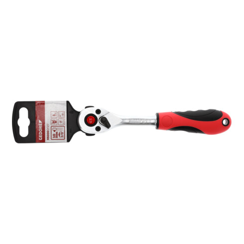 Gedore red Cliquet réversible, for 3/8 inch, 10 mm entraînement, long, angle de retour 5°, longueur 180 mm, poignée 2K, R50000027