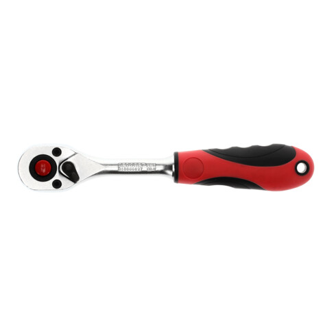 Gedore red Cliquet à levier avec poignée ergonomique 2K, déclenchement par bouton-poussoir, denture fine à 72 dents, 1/4 pouce, tube en acier, rouge/noir