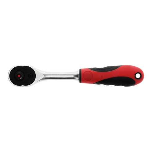 Gedore red Cliquet à levier avec poignée ergonomique 2K, déclenchement par bouton-poussoir, denture fine à 72 dents, 1/4 pouce, tube en acier, rouge/noir
