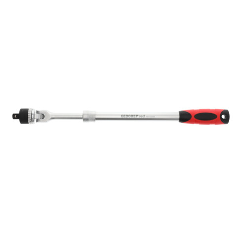 Gedore red Cliquet télescopique articulé, réversible, tête pivotante à 180°, 1/2 pouce, poignée ergonomique bi-matière, tube en acier, rouge/noir