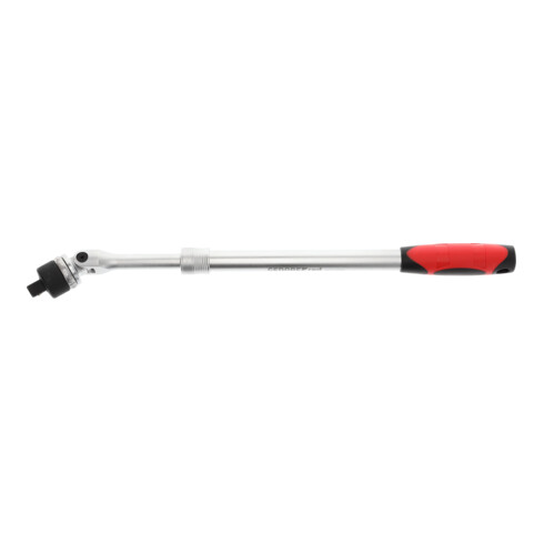 Gedore red Cliquet télescopique articulé, réversible, tête pivotante à 180°, 1/2 pouce, poignée ergonomique bi-matière, tube en acier, rouge/noir
