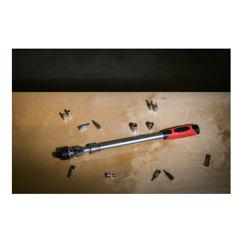 Gedore red Cliquet télescopique articulé, réversible, tête pivotante à 180°, 1/2 pouce, poignée ergonomique bi-matière, tube en acier, rouge/noir