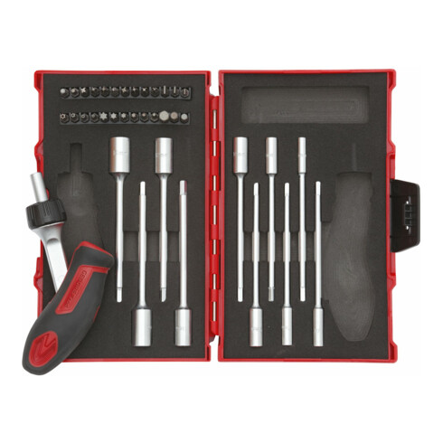 Gedore Rouge wkz.set avec poignée en T cliquet 1/4 37pcs