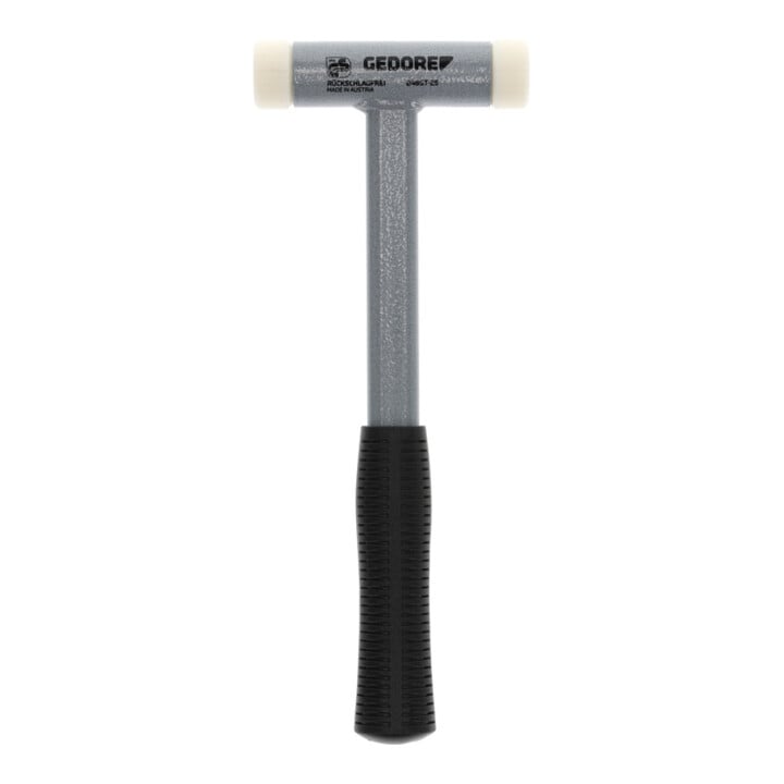 Gedore Rückschlagfreier Schonhammer, Ø 25 mm, Stahlrohrstiel, Austauschbare Polyamid-Köpfe