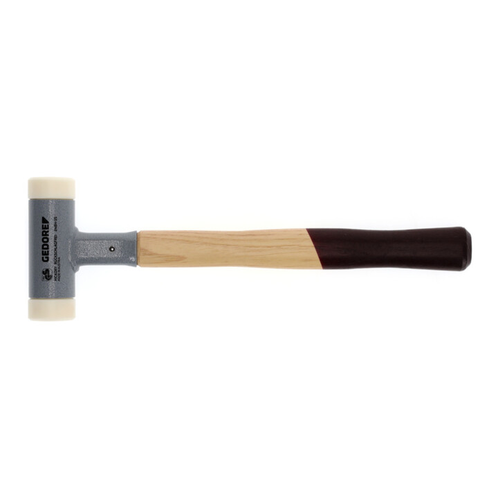 Gedore Rückschlagfreier Schonhammer, Ø 35 mm, Hickorystiel, Austauschbare Polyamid-Köpfe