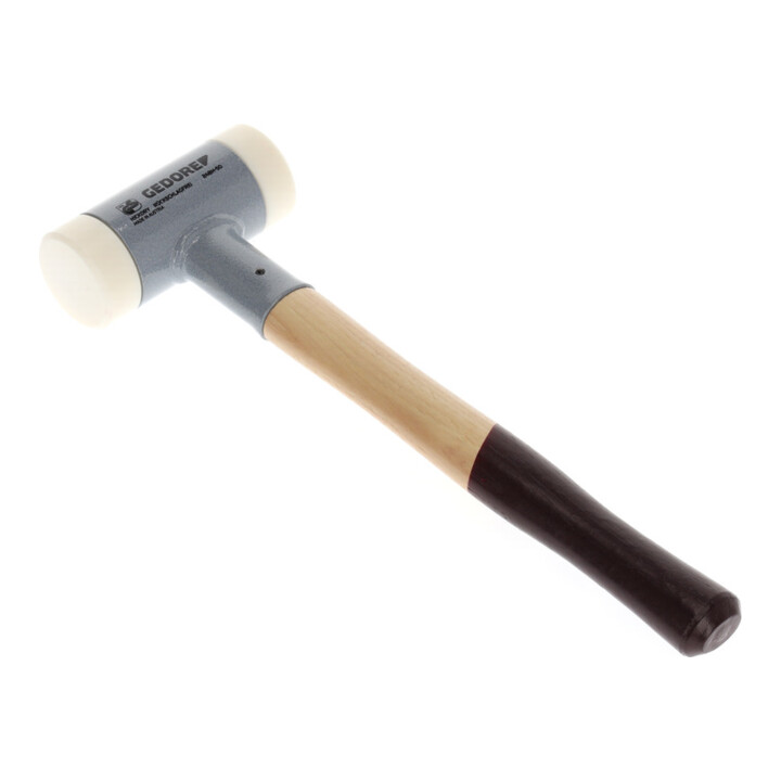 Gedore Rückschlagfreier Schonhammer, Ø 50 mm, Hickorystiel, Austauschbare Polyamid-Köpfe