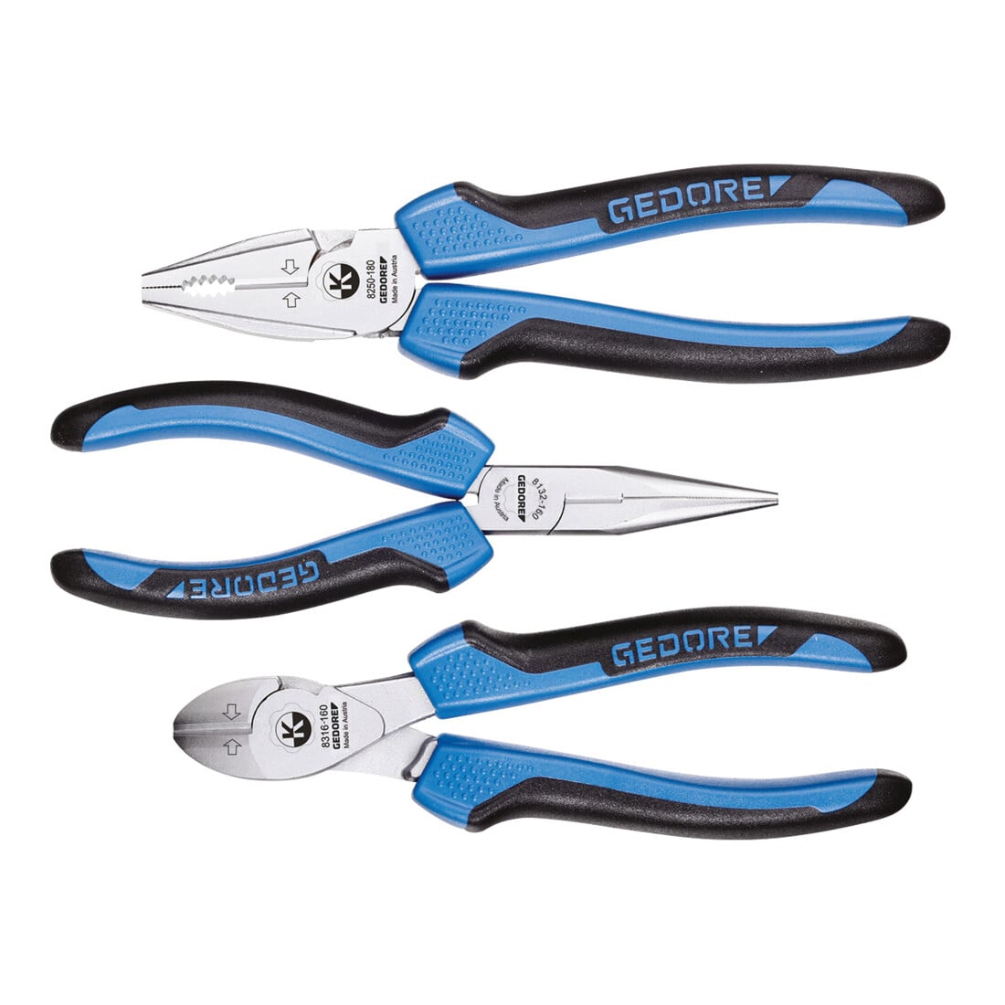 Gedore S 8003 JC Set pinze KBZ.SEITS.FLARU. 3K 3 pezzi