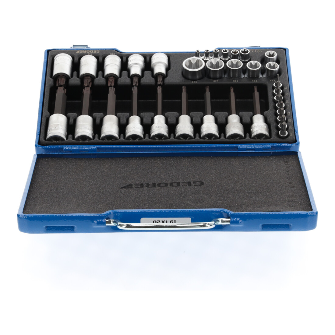 Gedore Schraubendreher-Satz, Set 34-teilig, 1/4 + 1/2 Zoll, Bit-Einsätze, Innen- und Außen-TX, für KFZ, 19 TX 20, Blau