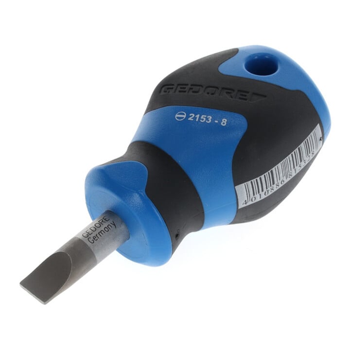 Gedore Schraubendreher Schlitz klein, Mini Schraubenzieher kurz, 3-Komponenten-Griff, Länge 81 mm, Werkzeug, 2153 8