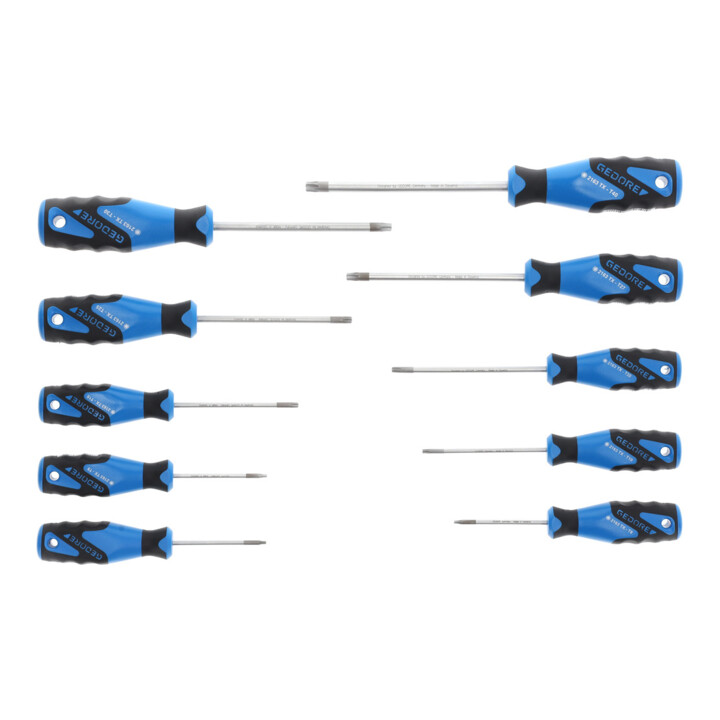 Gedore Schraubendreher-Set 10-teilig, Schraubenzieher-Satz für Innen-TX Schrauben, 3-Komponenten-Griff, Werkzeug, 2163 TX-010