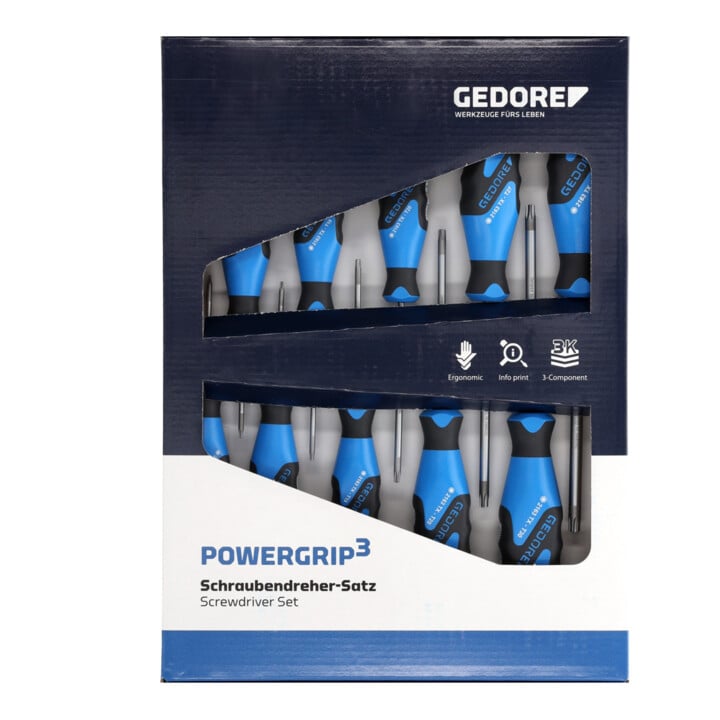 Gedore Schraubendreher-Set 10-teilig, Schraubenzieher-Satz für Innen-TX Schrauben, 3-Komponenten-Griff, Werkzeug, 2163 TX-010