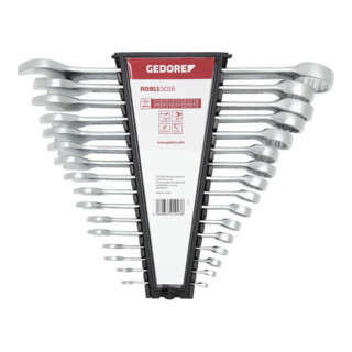 Gedore Set chiavi a forchetta e anello lunghe AF 1/4"-1.1/4" 16 pezzi R09115016