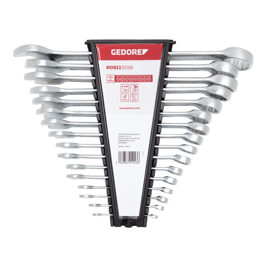 Gedore Set chiavi a forchetta e anello lunghe AF 1/4"-1.1/4" 16 pezzi R09115016
