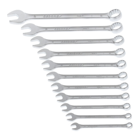 Gedore Set chiavi combinate a occhiello, 12 pz, 8-22 mm, 15° angolato, 12 facce, profilo UD, 7-011