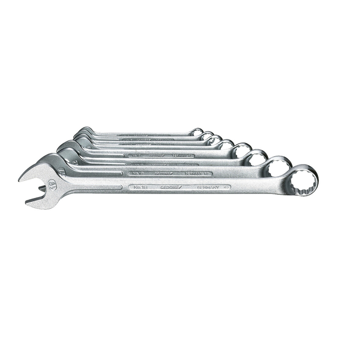 Gedore Set chiavi combinate a occhiello, 8 pezzi, SW 8-19 mm, piegate, 12 lati, profilo UD, set chiavi, 1 B-080