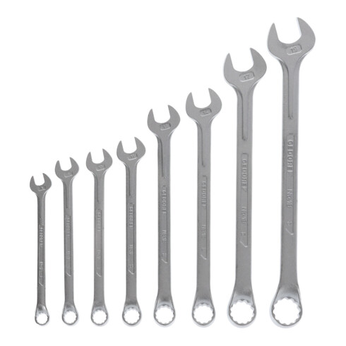 Gedore Set chiavi combinate a occhiello, 8 pezzi, SW 8-19 mm, piegate, 12 lati, profilo UD, set chiavi, 1 B-080