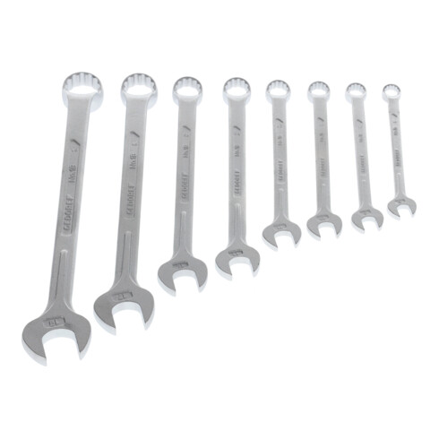 Gedore Set chiavi combinate a occhiello, 8 pezzi, SW 8-19 mm, piegate, 12 lati, profilo UD, set chiavi, 1 B-080