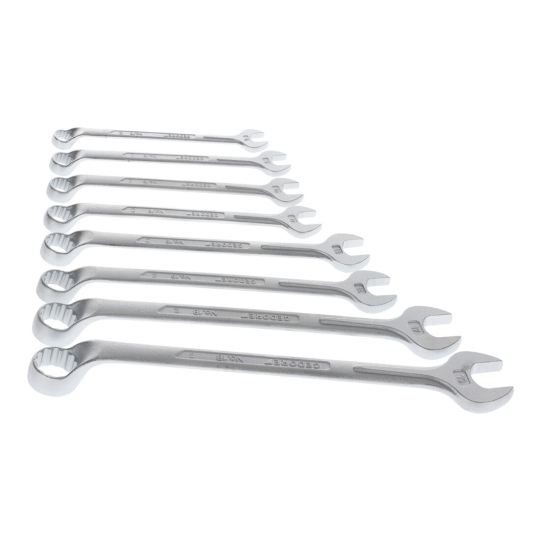 Gedore Set chiavi combinate a occhiello, 8 pezzi, SW 8-19 mm, piegate, 12 lati, profilo UD, set chiavi, 1 B-080