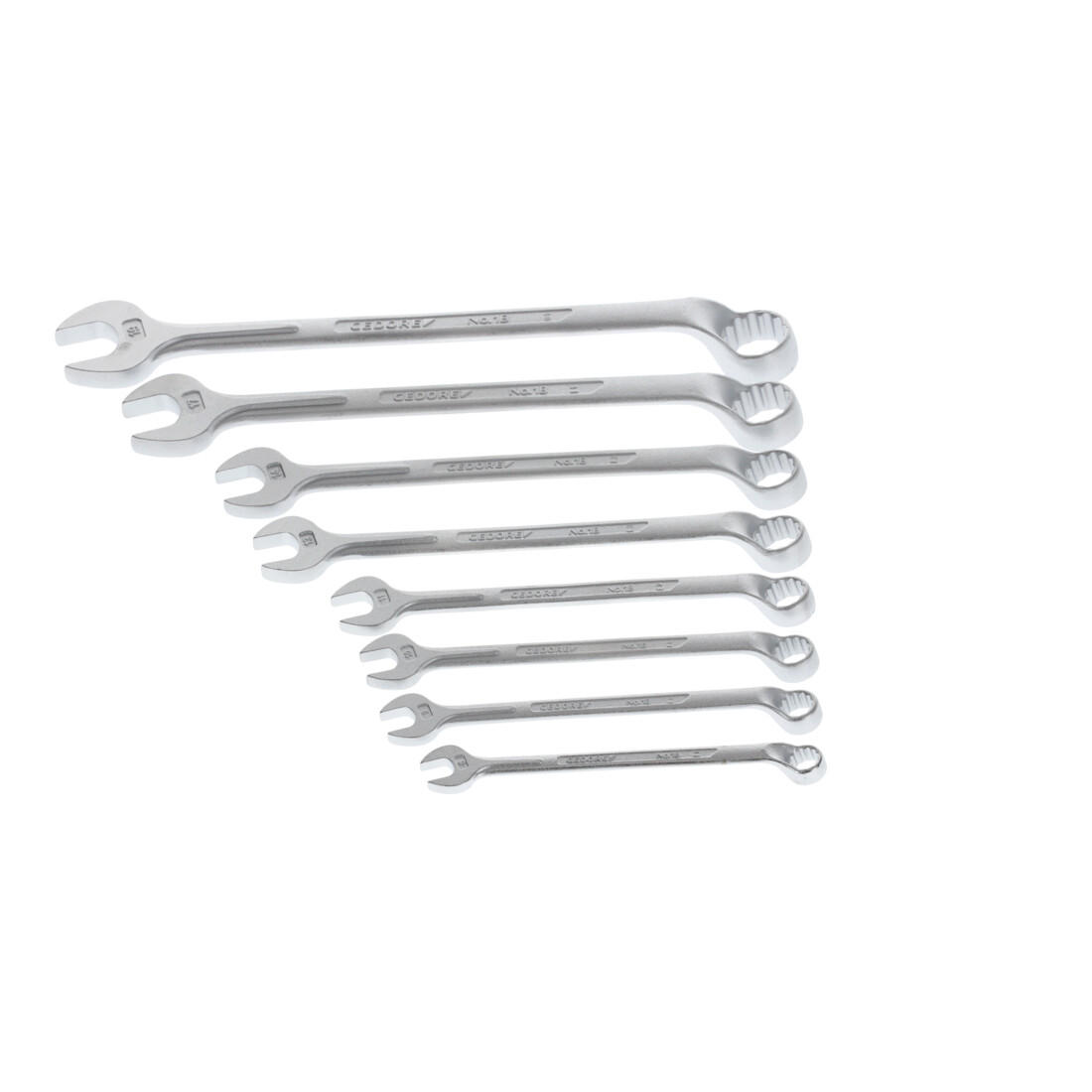 Gedore Set chiavi combinate a occhiello, 8 pezzi, SW 8-19 mm, piegate, 12 lati, profilo UD, set chiavi, 1 B-080