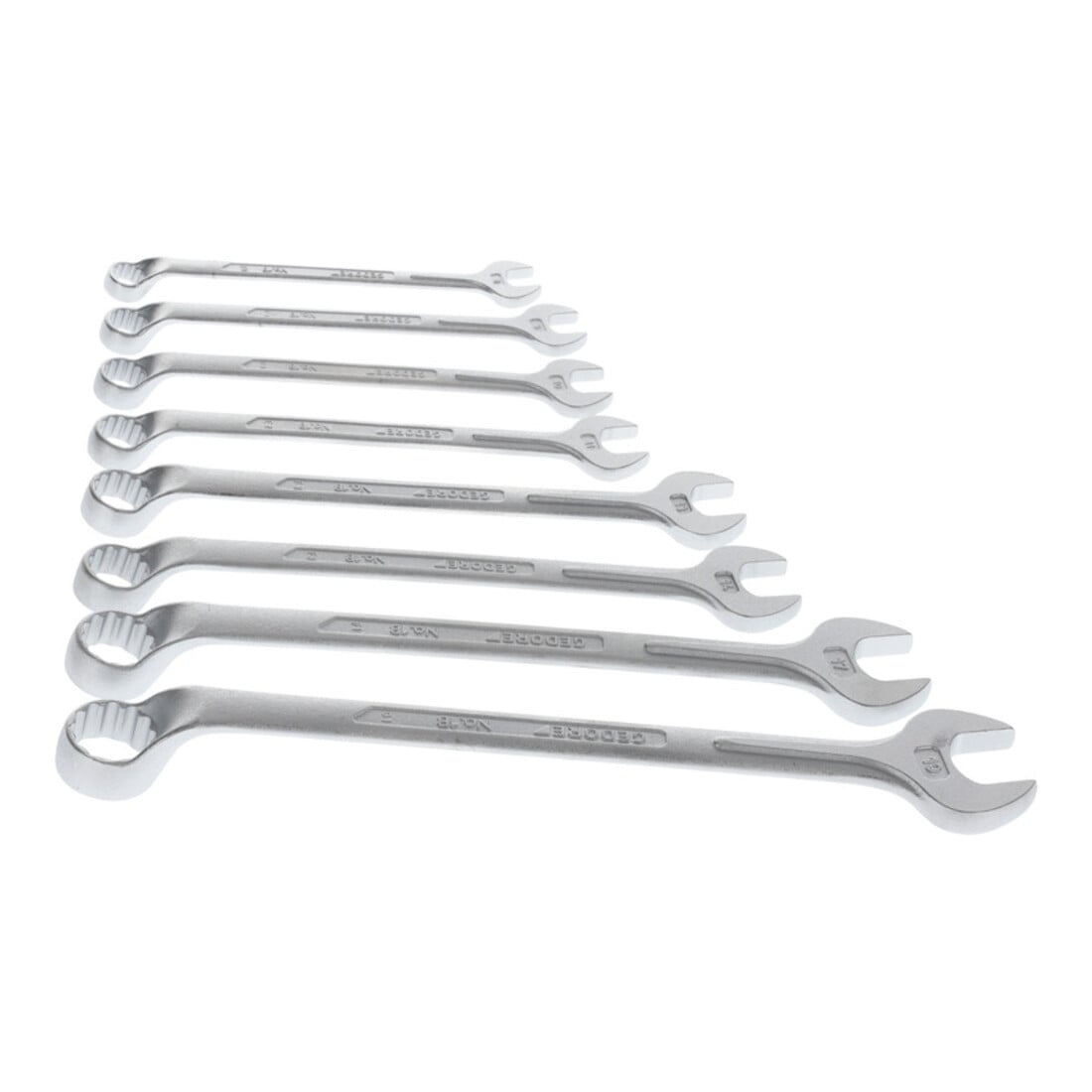 Gedore Set chiavi combinate a occhiello, 8 pezzi, SW 8-19 mm, piegate, 12 lati, profilo UD, set chiavi, 1 B-080