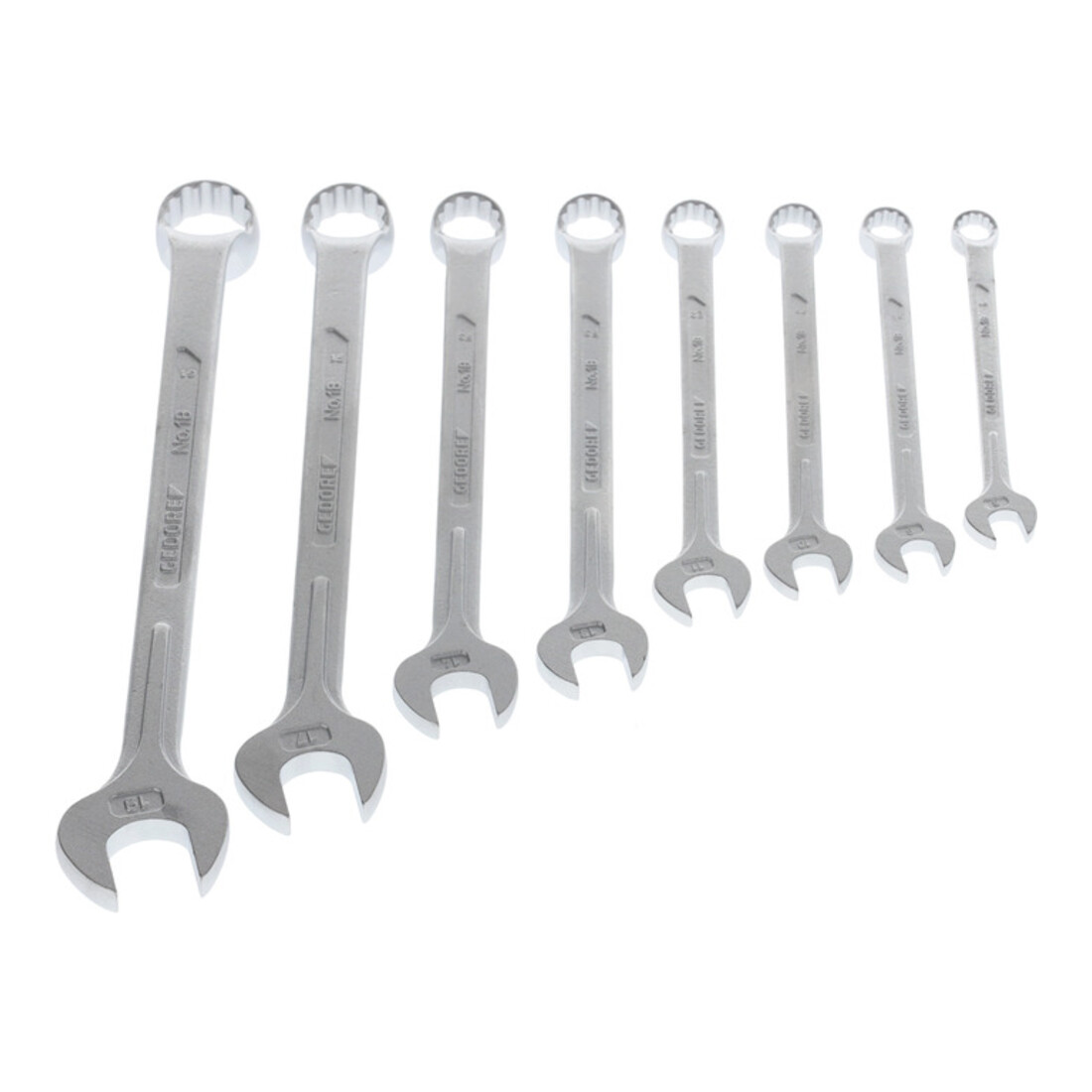 Gedore Set chiavi combinate a occhiello, 8 pezzi, SW 8-19 mm, piegate, 12 lati, profilo UD, set chiavi, 1 B-080