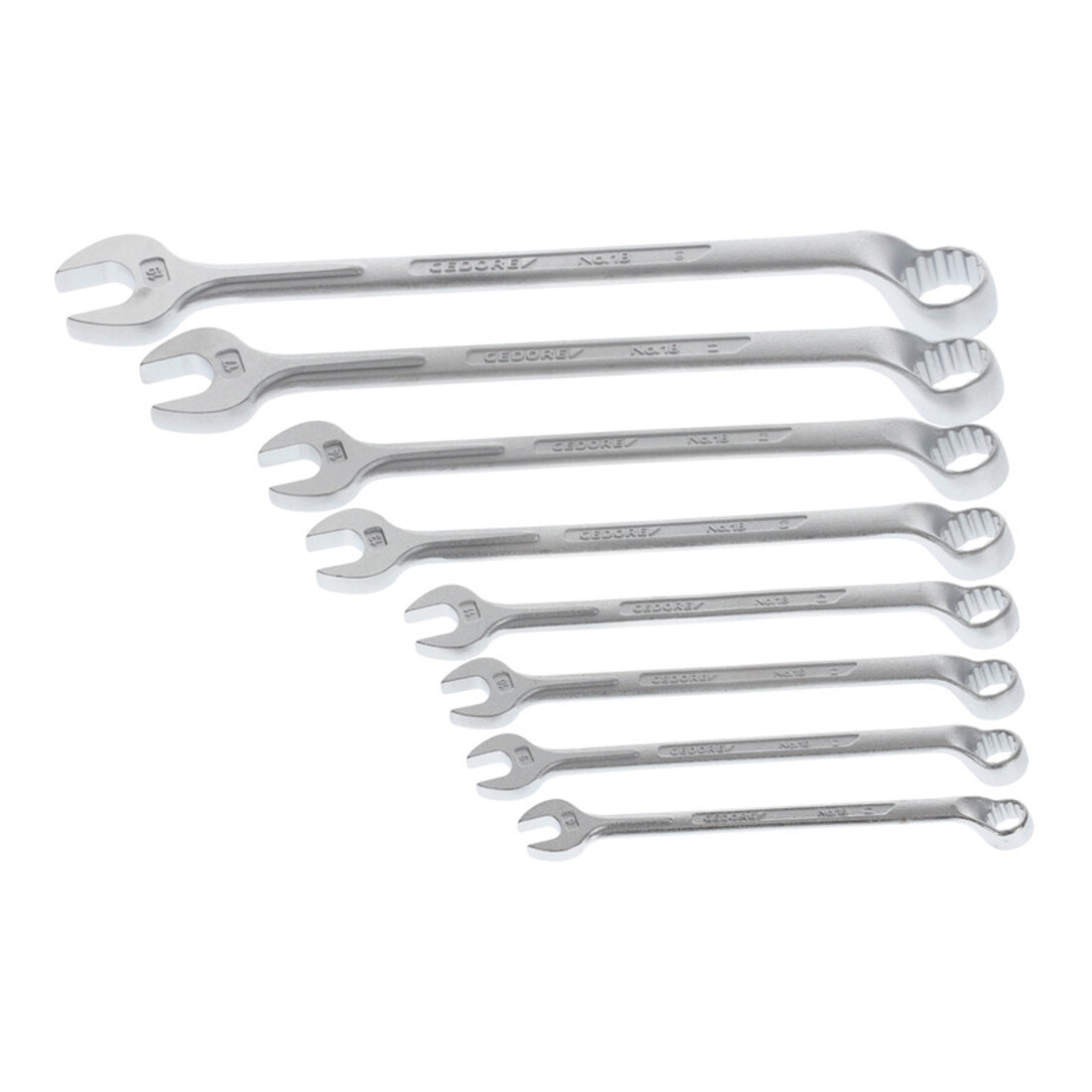 Gedore Set chiavi combinate a occhiello, 8 pezzi, SW 8-19 mm, piegate, 12 lati, profilo UD, set chiavi, 1 B-080