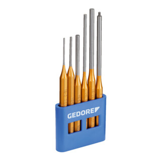 Gedore Set di cacciacotter con supporto in PVC, 6 pezzi, forma lunga, acciaio/verniciato, argento/rame