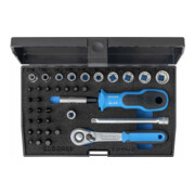 Gedore Set di chiavi a bussola, 37 pz, 12 punte, 1/4", 4-13mm, attrezzi, cricchetto con leva, per auto, D20 KAU 20-1