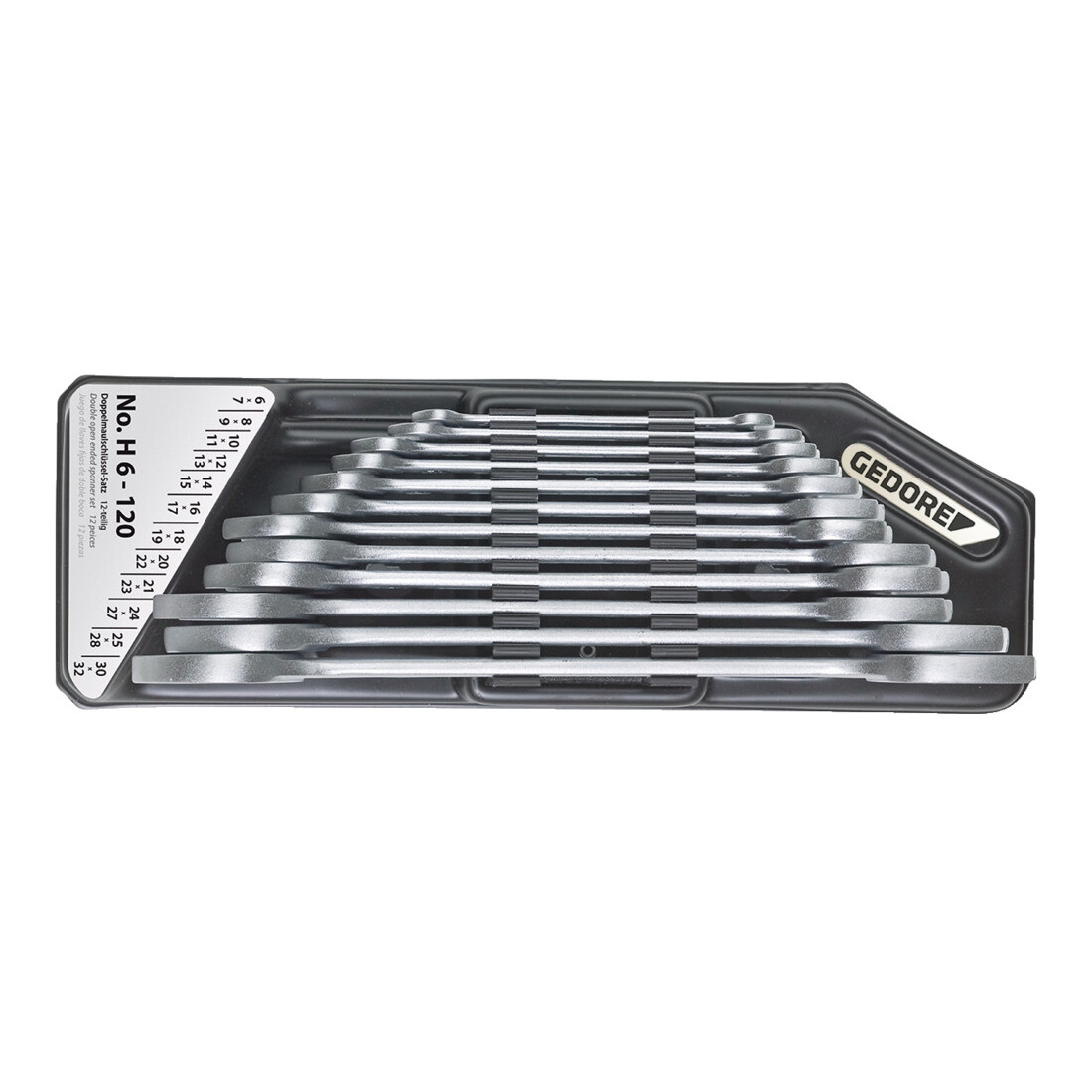 Gedore Set di chiavi a forchetta doppia H6-120, in contenitore, 12pz. 6-32mm