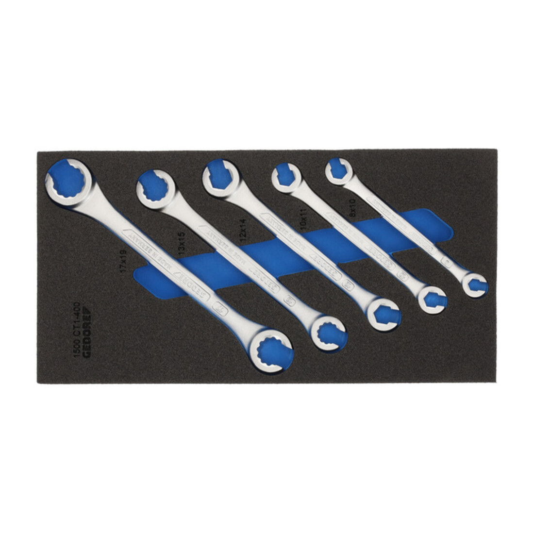 Gedore Set di chiavi poligonali doppie, aperte, in modulo Check Tool 1500 CT1-400