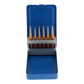 Gedore Set di punzoni, 6 pezzi, set punzoni per spilli in cassetta metallica, temprato, rinvenuto, acciaio, utensile, 8754060