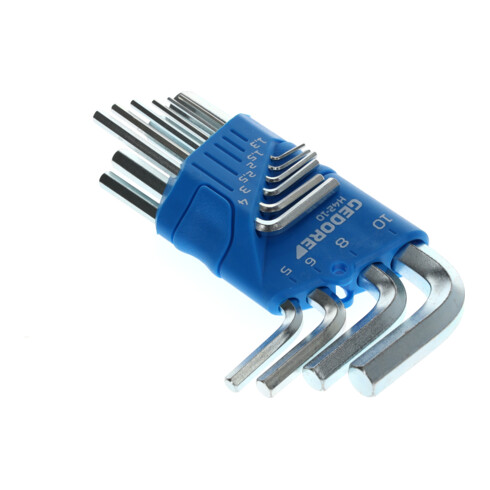 Gedore Set hoekige schroevendraaiers 10-delig, voor inbusbouten, met houder, SW 1,3-10 mm, H 42-10