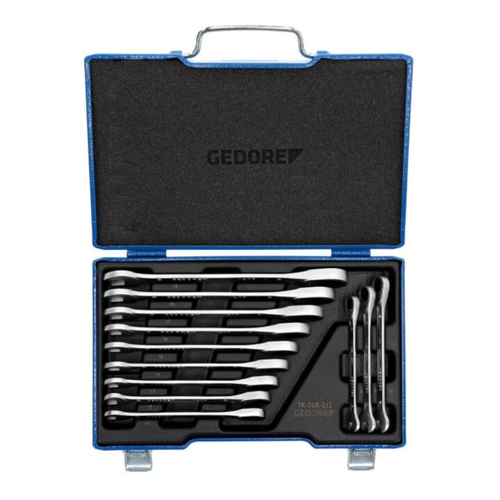 Gedore set steeksleutels met ringratel 12 delig 8-19 mm