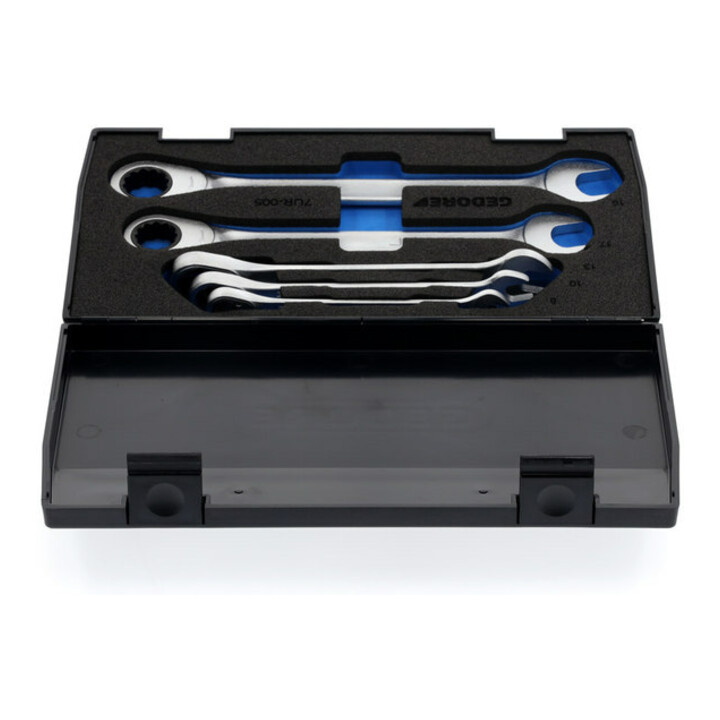 Gedore set steeksleutels met ringratel 5-delig 8-19 mm