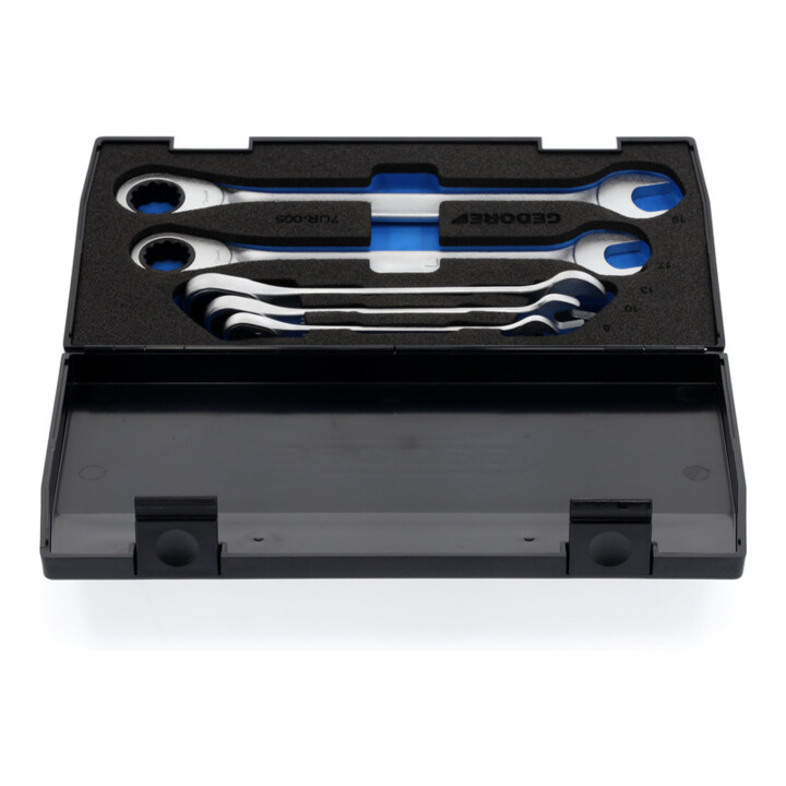 Gedore set steeksleutels met ringratel 5-delig 8-19 mm