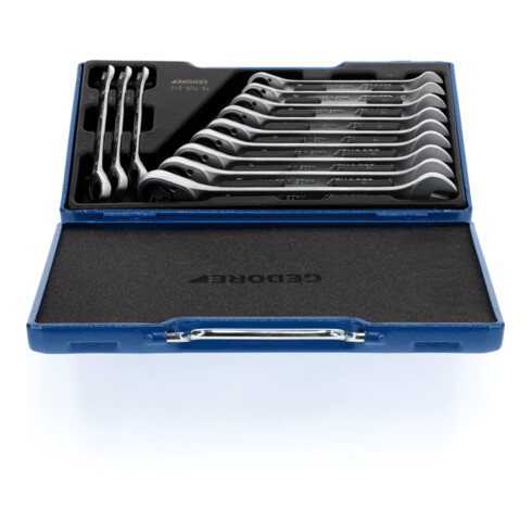 Gedore set steeksleutels met ringratel, omkeerbaar 12 st 8-19 mm