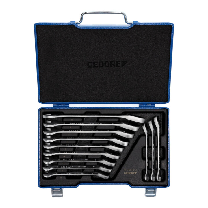 Gedore set steeksleutels met ringratel, omkeerbaar 12 st 8-19 mm