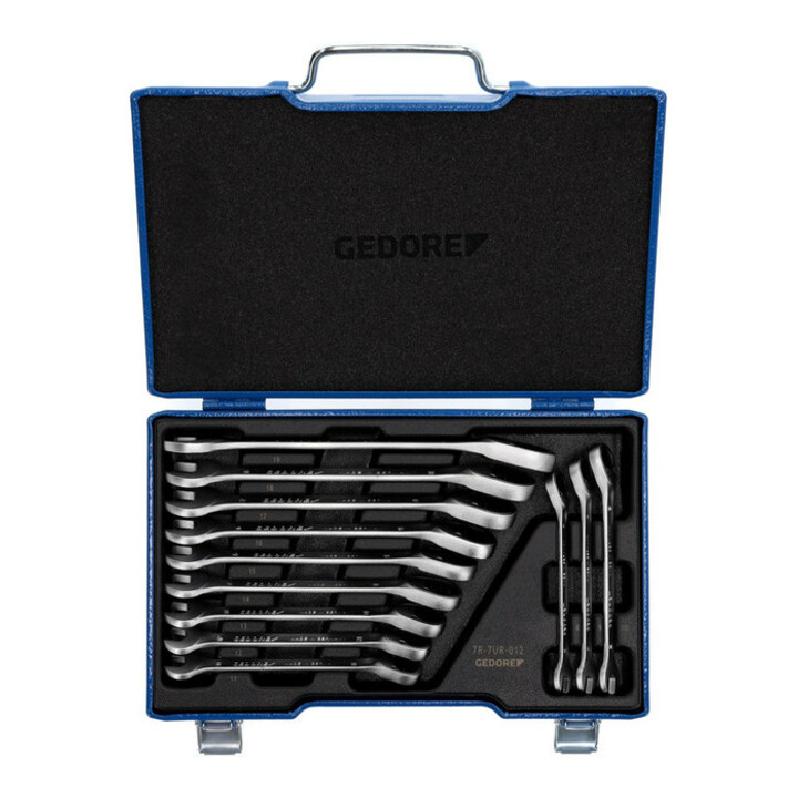 Gedore set steeksleutels met ringratel, omkeerbaar 12 st 8-19 mm