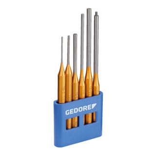 Gedore Splinttreiber-Satz inkl. PVC-Halter, 6-teilig, lange Form, Stahl/Lackierung, Silber/Kupfer