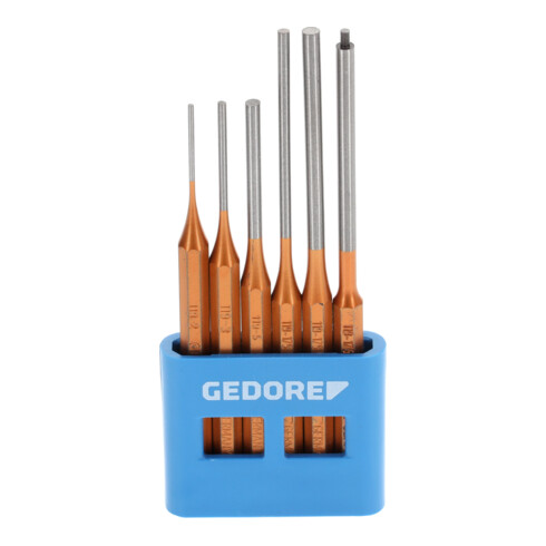 Gedore Splinttreiber-set incl. PVC-houder, 6-delig, lang model, staal/lak, zilver/koper