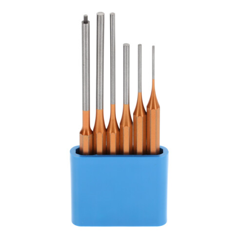 Gedore Splinttreiber-set incl. PVC-houder, 6-delig, lang model, staal/lak, zilver/koper