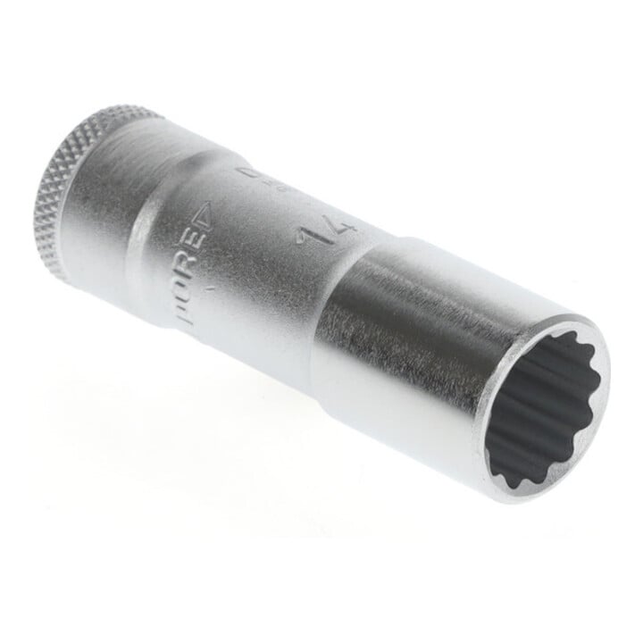 Gedore Steckschlüssel-Einsatz lang, dop, 3/8'' 10 mm aandrijving, 12-kant, 14 mm breedte, D 30 L 14, chroomstaal