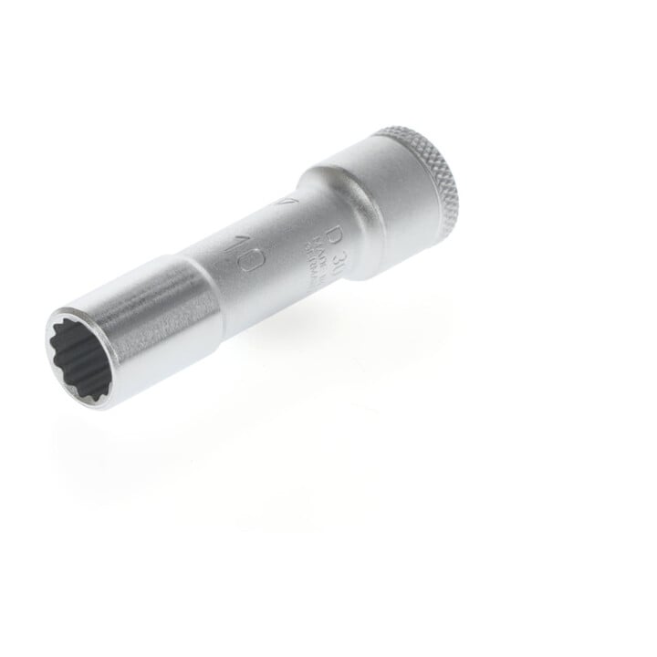 Gedore Steckschlüsseleinsatz lang, Nuss, 3/8'' 10 mm Antrieb, 12-kant, 10 mm Weite, D 30 L 10, Stahl verchromt