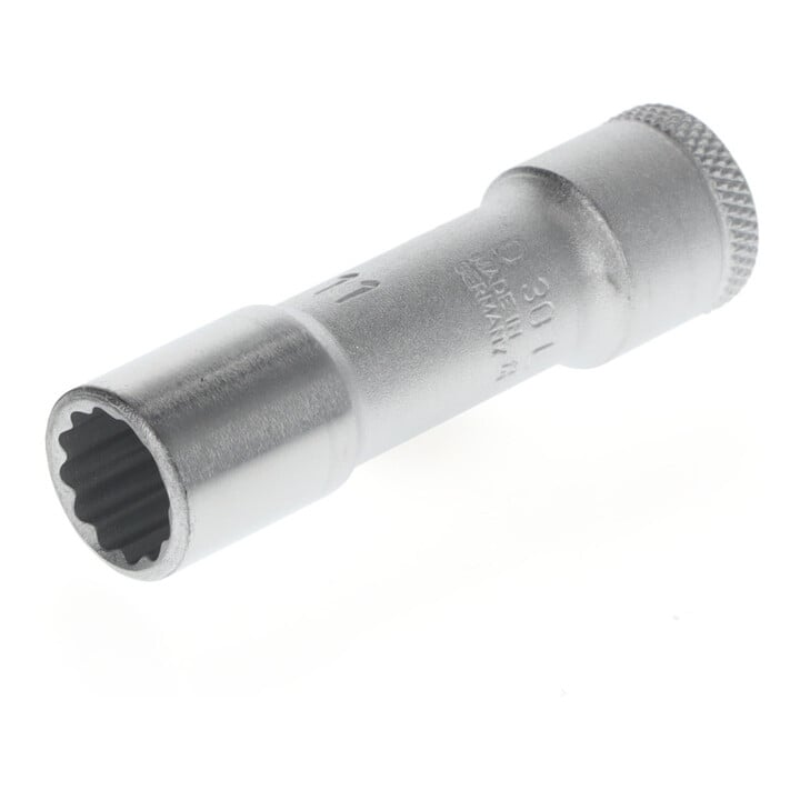 Gedore Steckschlüsseleinsatz lang, Nuss, 3/8'' 10 mm Antrieb, 12-kant, 11 mm Weite, D 30 L 11, Stahl verchromt