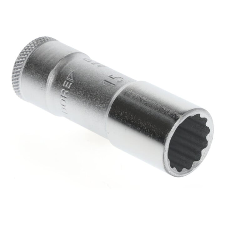 Gedore Steckschlüsseleinsatz lang, Nuss, 3/8'' 10 mm Antrieb, 12-kant, 15 mm Weite, D 30 L 15, Stahl verchromt