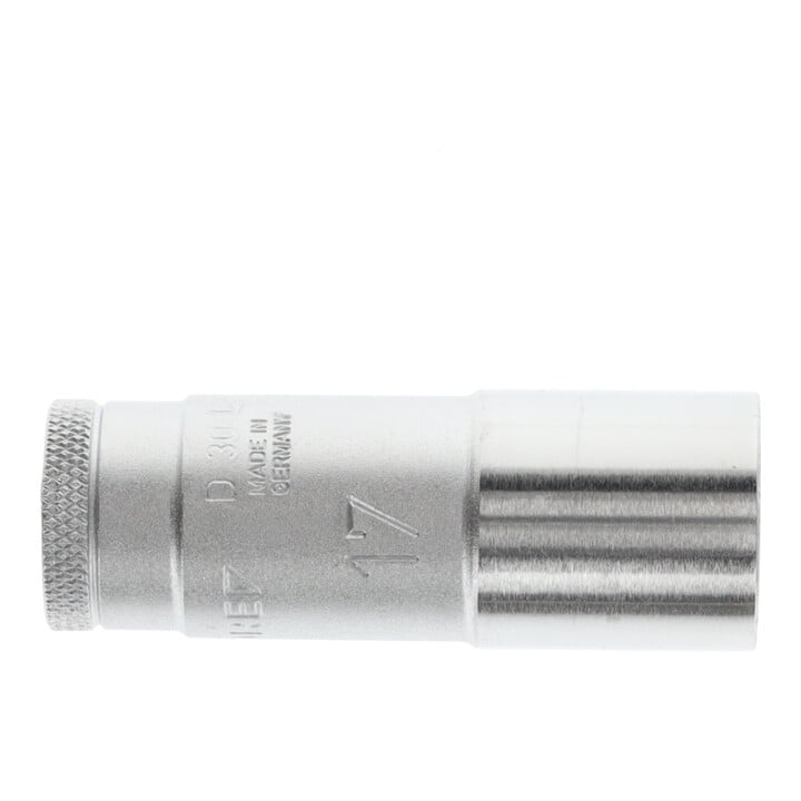 Gedore Steckschlüsseleinsatz lang, Nuss, 3/8'' 10 mm Antrieb, 12-kant, 17 mm Weite, D 30 L 17, Stahl verchromt