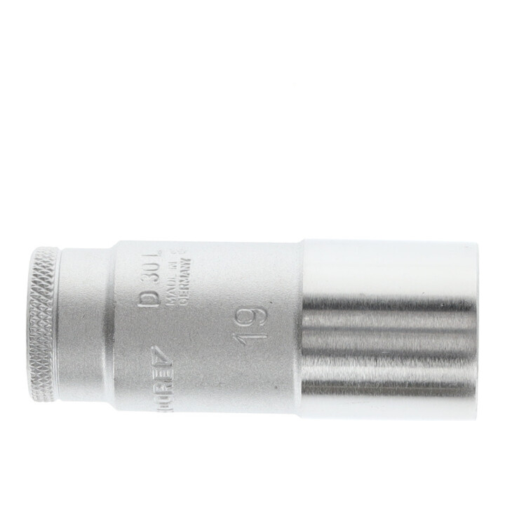 Gedore Steckschlüsseleinsatz lang, Nuss, 3/8'' 10 mm Antrieb, 12-kant, 19 mm Weite, D 30 L 19, Stahl verchromt