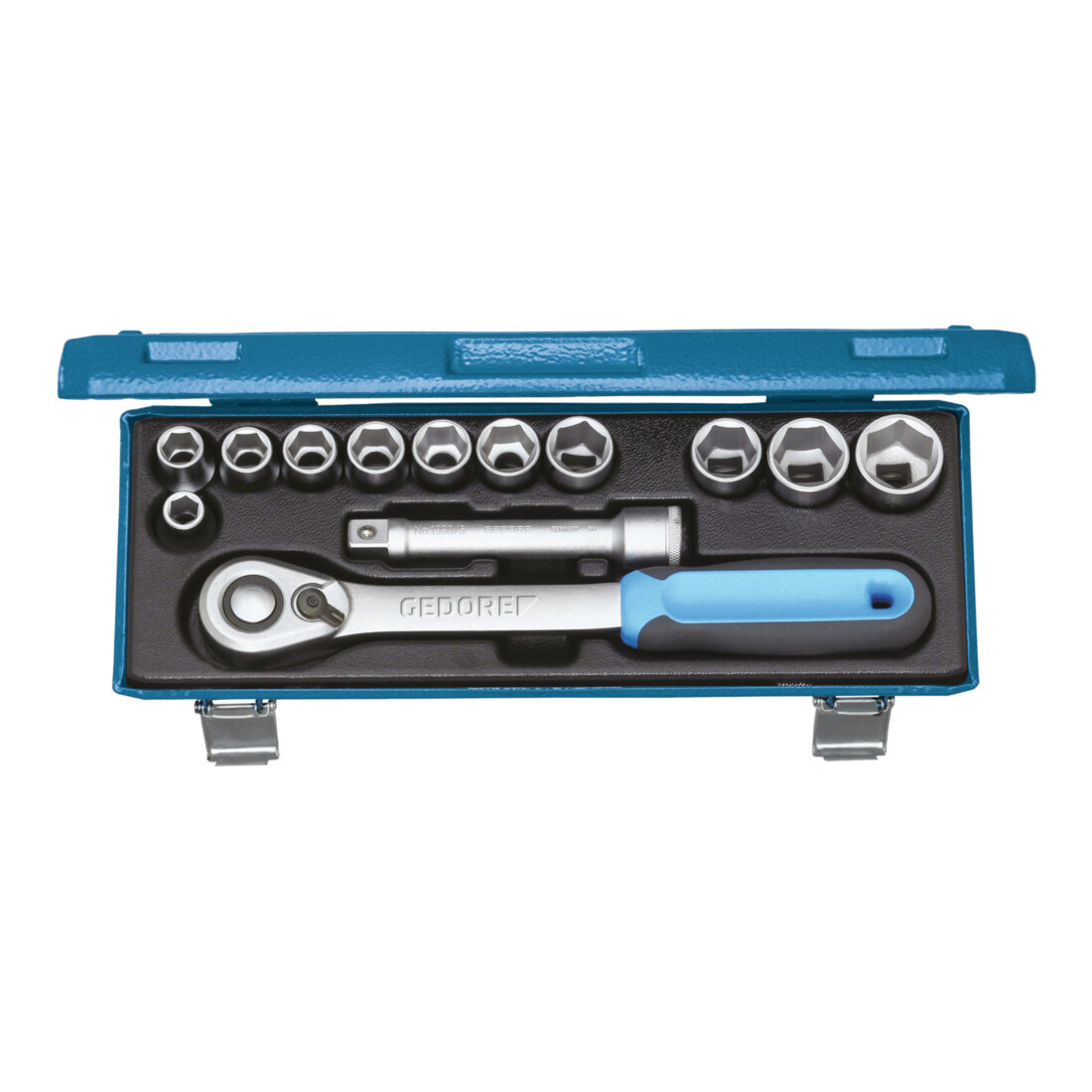 Gedore Steckschlüsselsatz, Set 13-teilig, 6-kant, 1/2 Zoll, 10-24mm, Werkzeug, Nüsse Knarre, für KFZ, 19 KMU 20